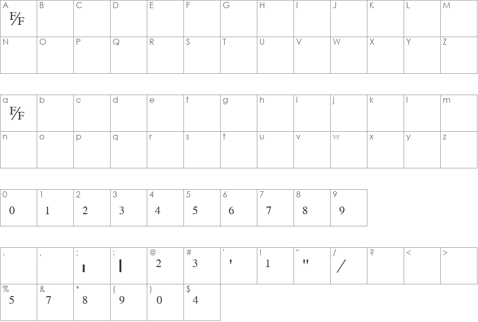 TimeFraction font character map preview