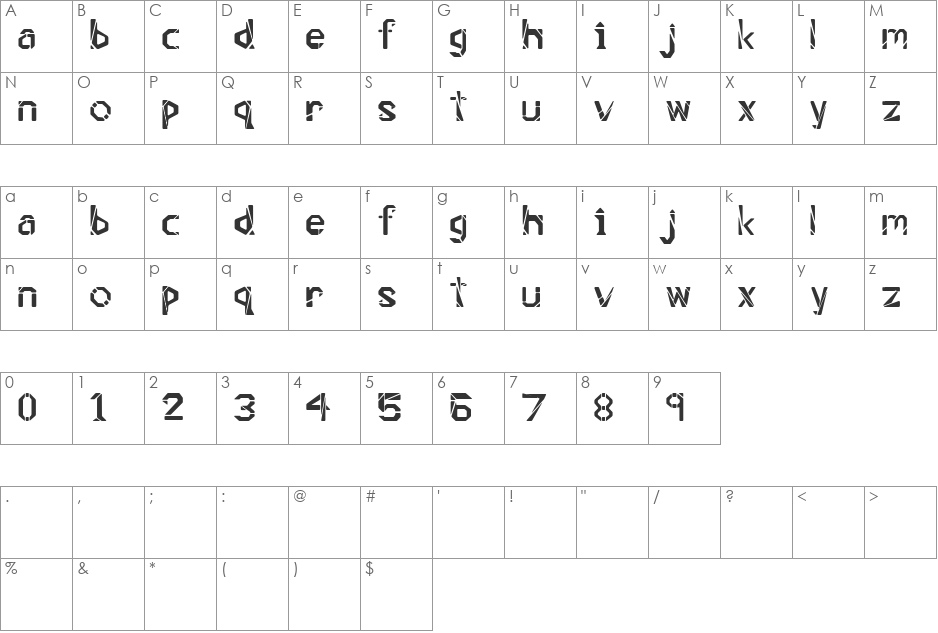 Timeless Blocks font character map preview