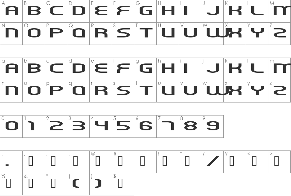 Timeline font character map preview