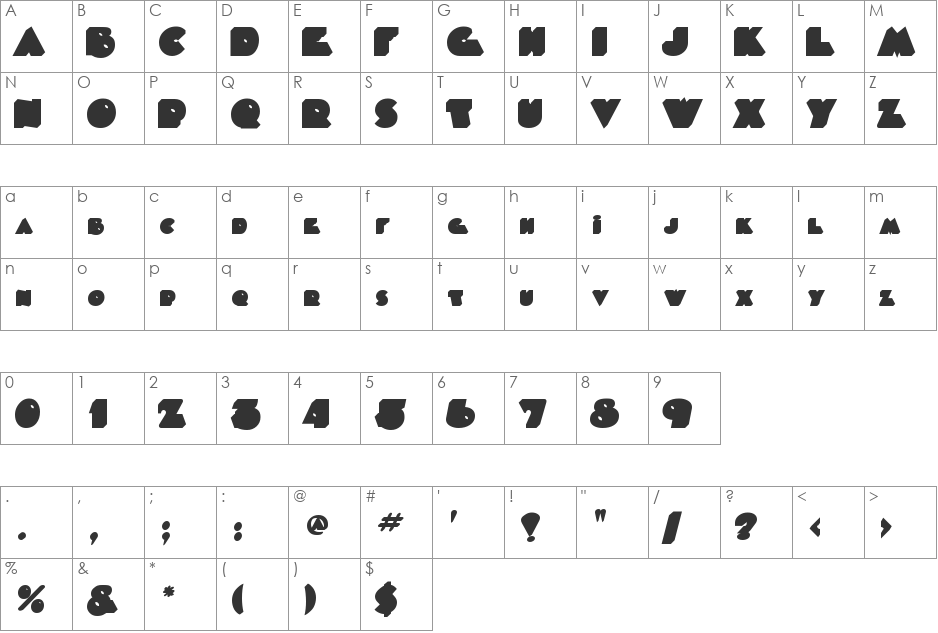 Timepiece 3D BackFill font character map preview