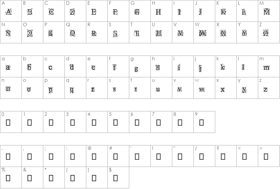 Times New Omen font character map preview