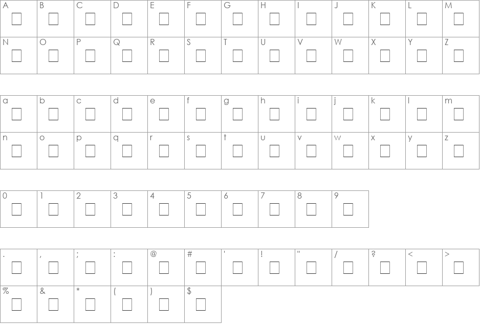 Times New Roman MT Std font character map preview