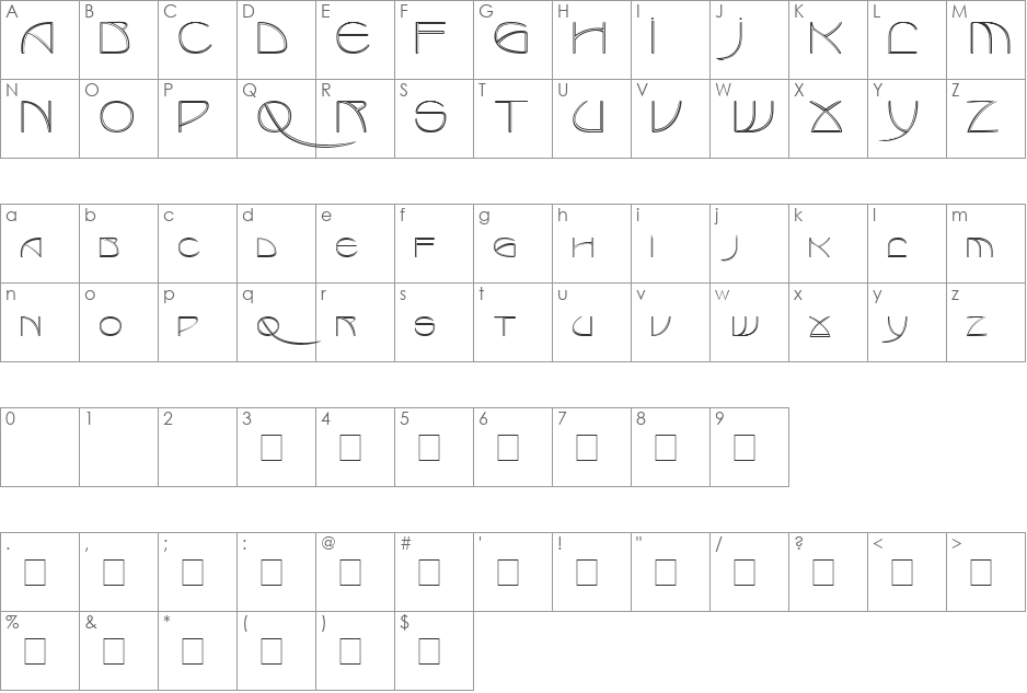 Benjamin Capitals font character map preview