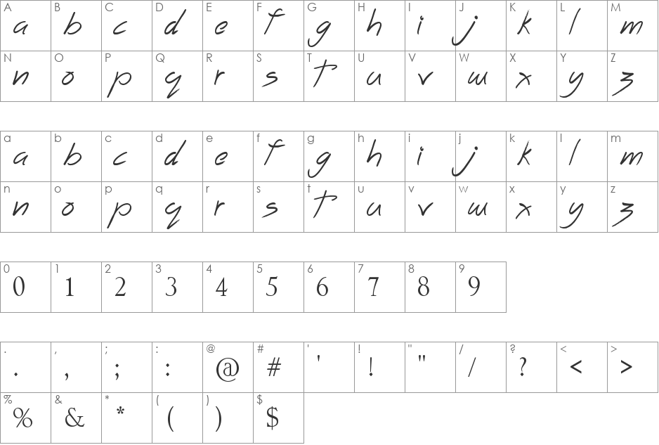 Tims Grocery Store font character map preview