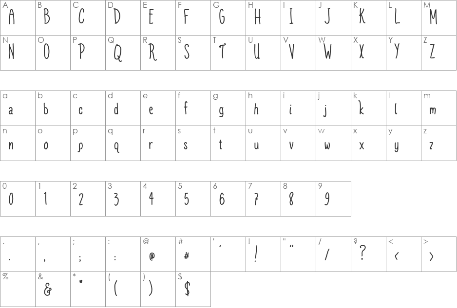 Tinfoil Tiara DEMO font character map preview