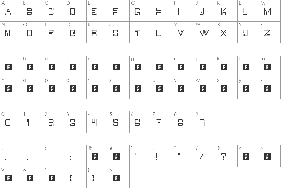 TinTron2 font character map preview
