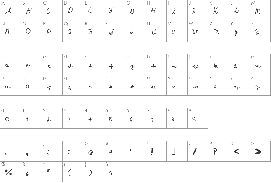 TinyLittleBows font character map preview