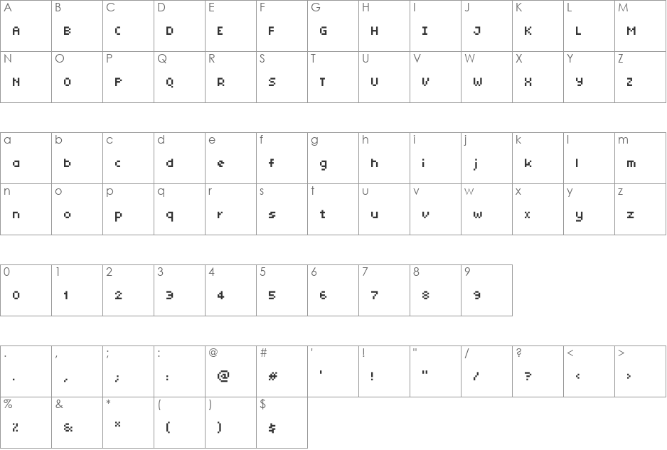 TinyUnicode font character map preview