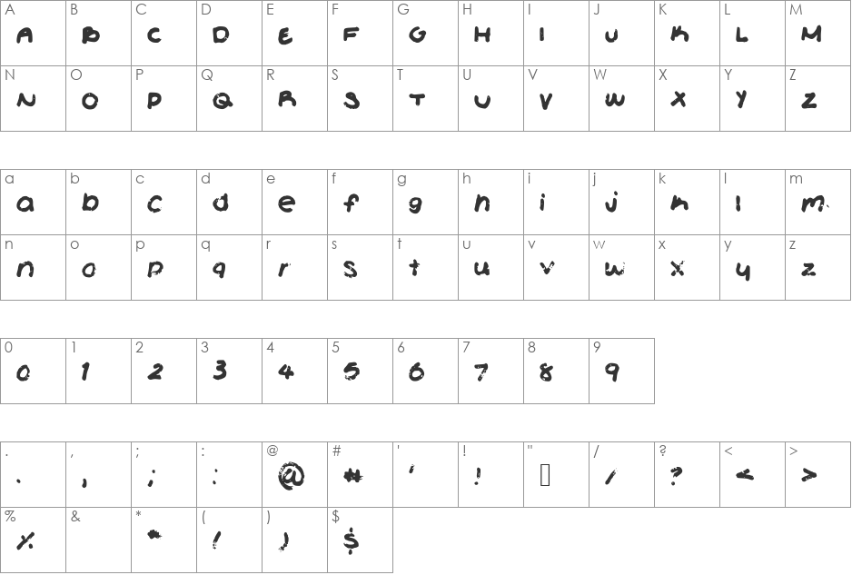 TinyWeed font character map preview