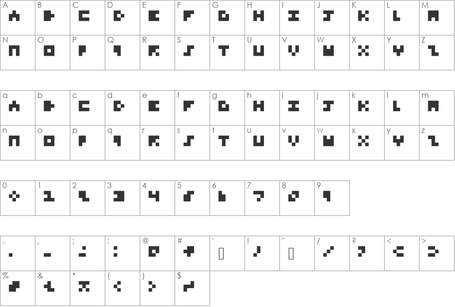 Tiny_Font font character map preview