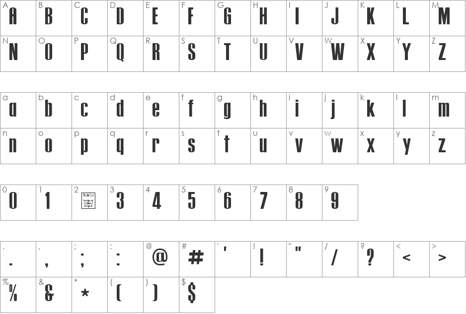 Tipo PRESS font character map preview