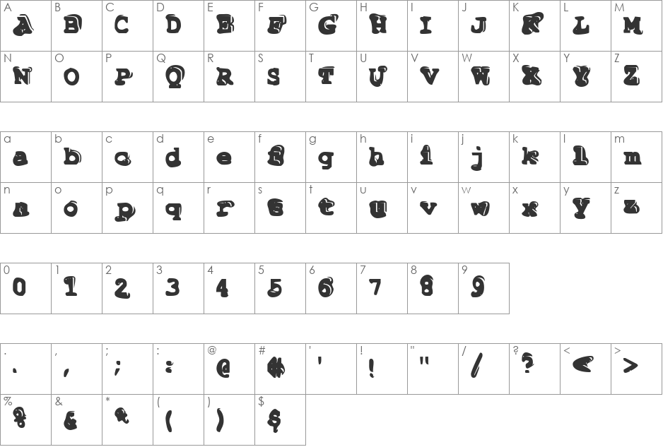 Tiptonian font character map preview