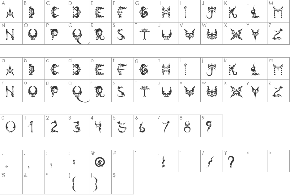 tiranafont font character map preview