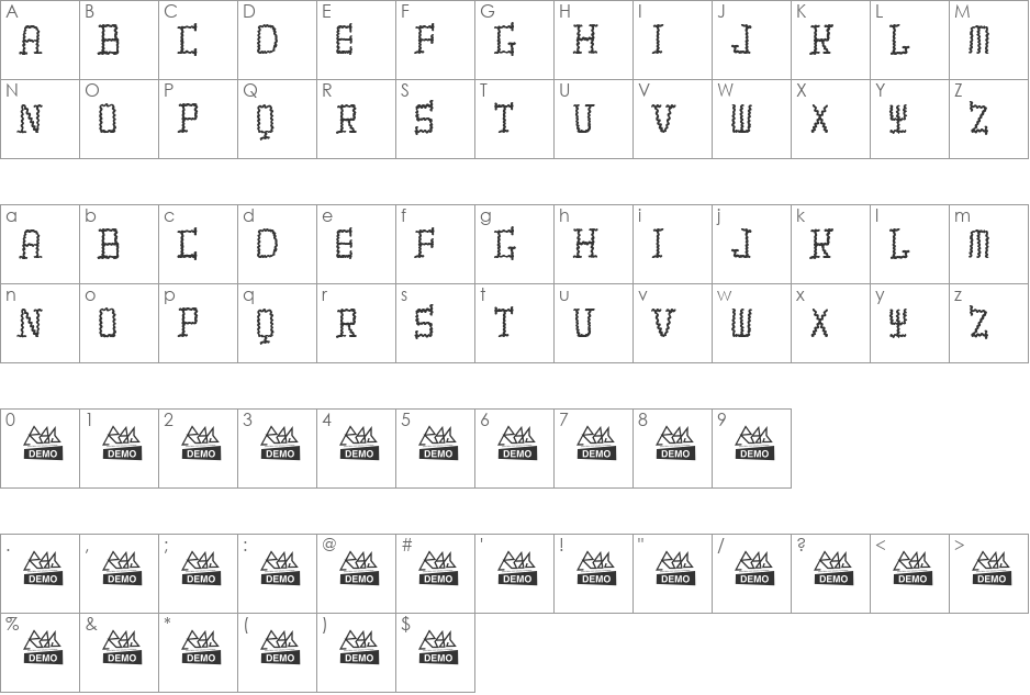 TIRITONA BOLD font character map preview