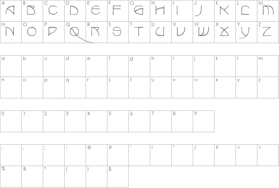 BenjaminCaps font character map preview