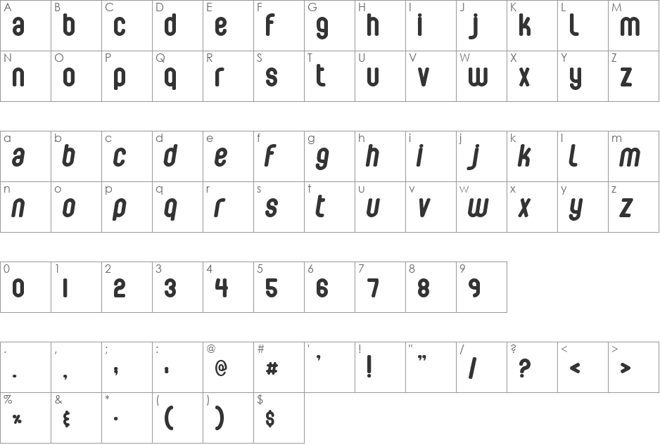 Tit A Dot font character map preview