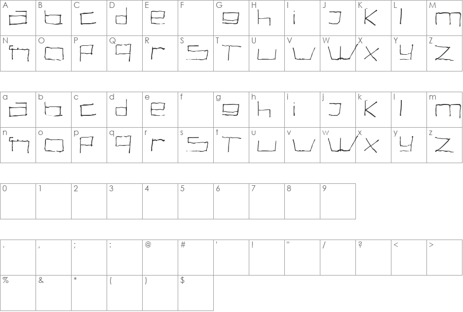 Titanic Bold font character map preview
