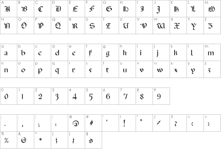 TizonaDance font character map preview