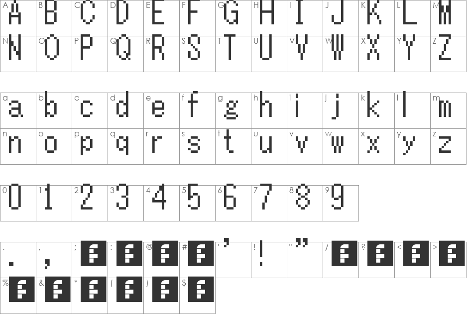 TLOZ Minish Cap/A Link to the Past/Four Sword font character map preview