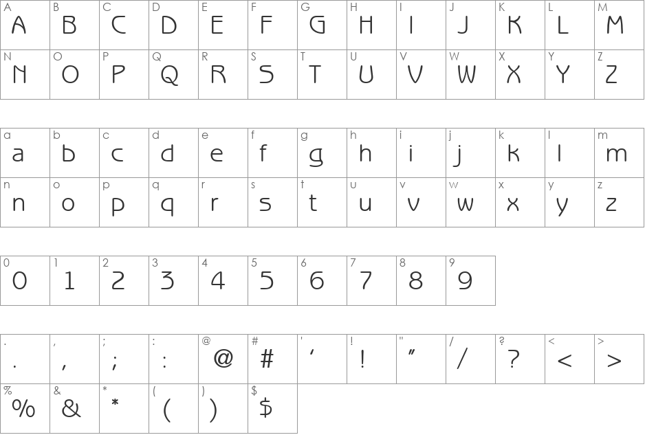 BenjaminSans DB font character map preview