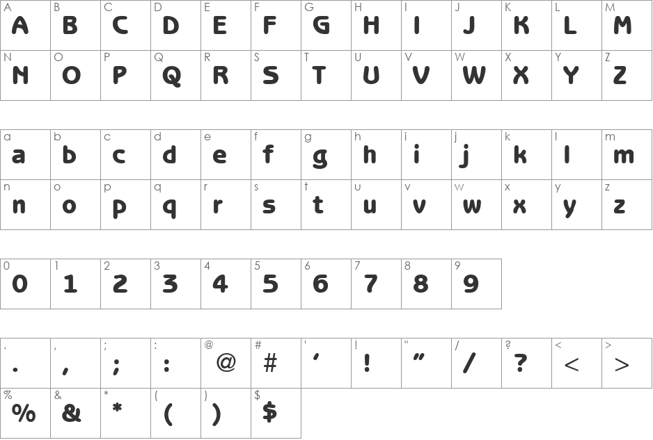 BenjaminSansHeavy font character map preview