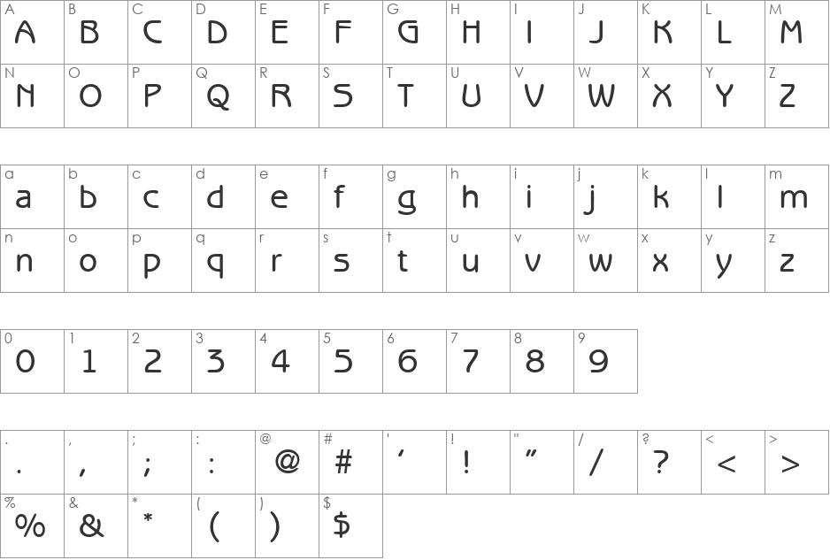 BenjaminSansMedium font character map preview