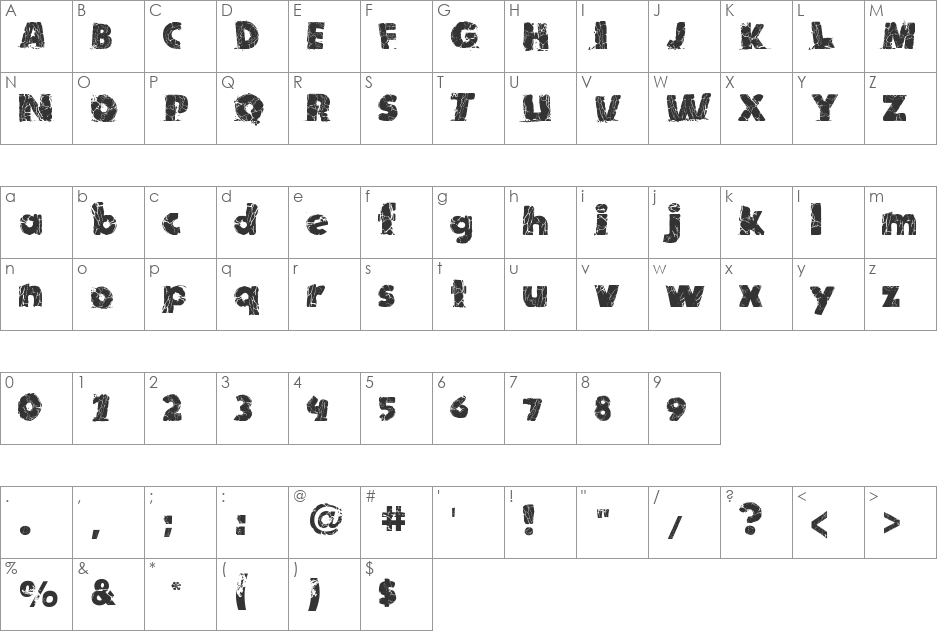 TNT X Plosion font character map preview