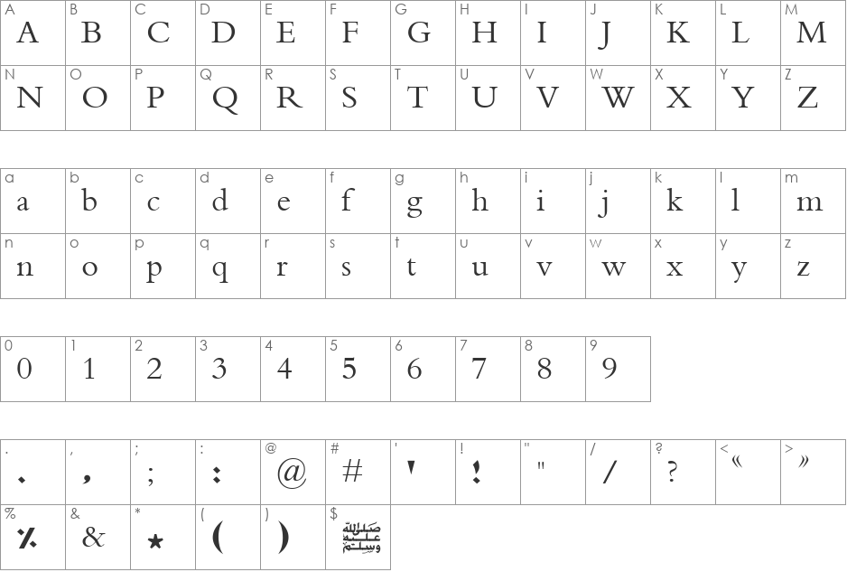 AdvertisingExtraBold font character map preview
