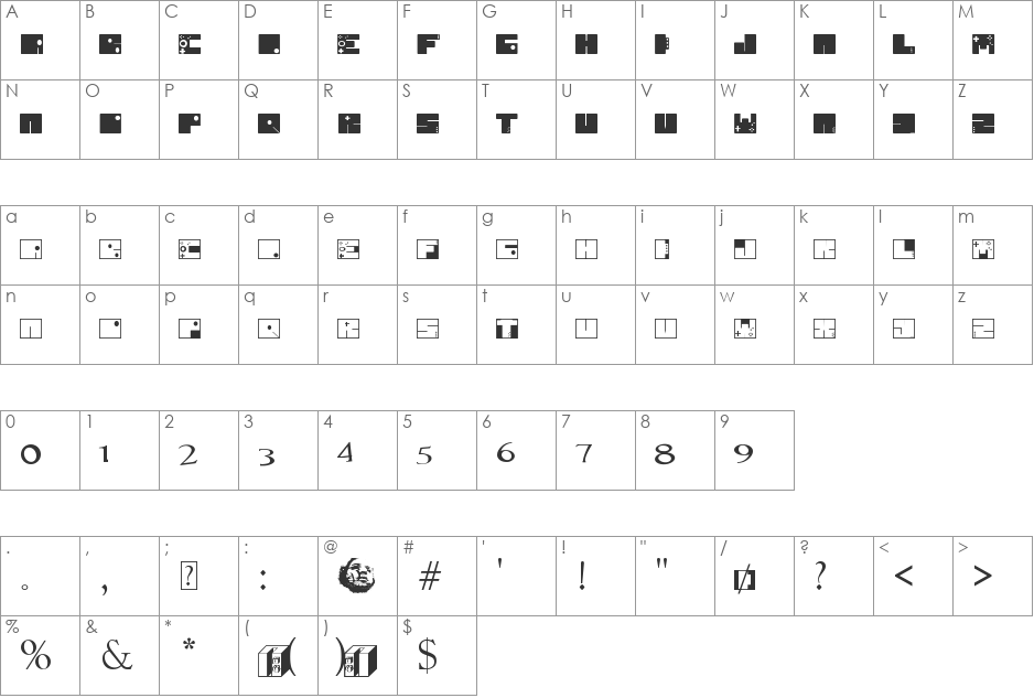 to 64 font character map preview