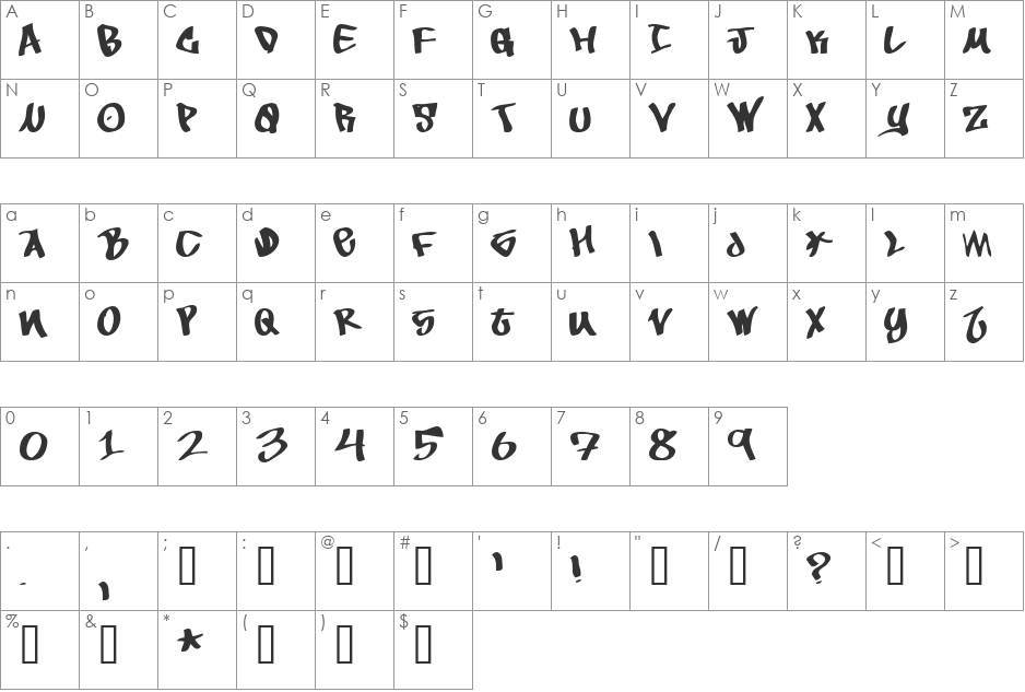 To Be Continued font character map preview