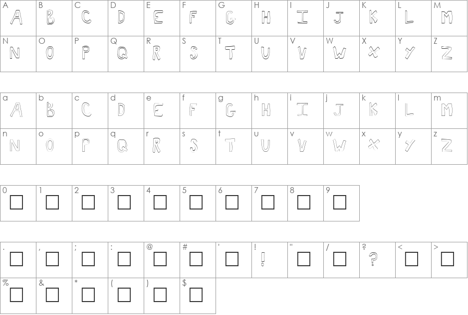 Toast font character map preview