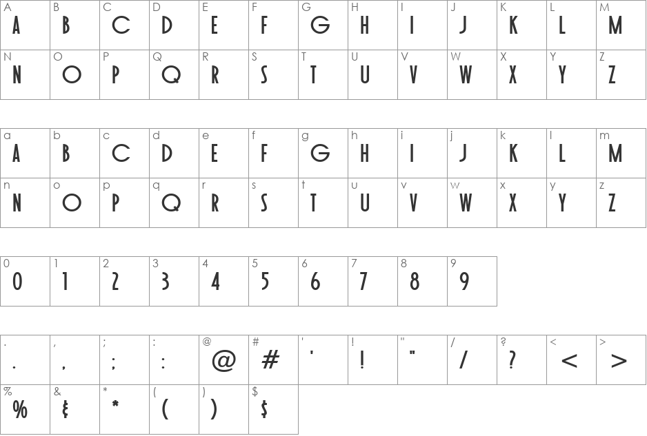 Toasted Vein BTN font character map preview