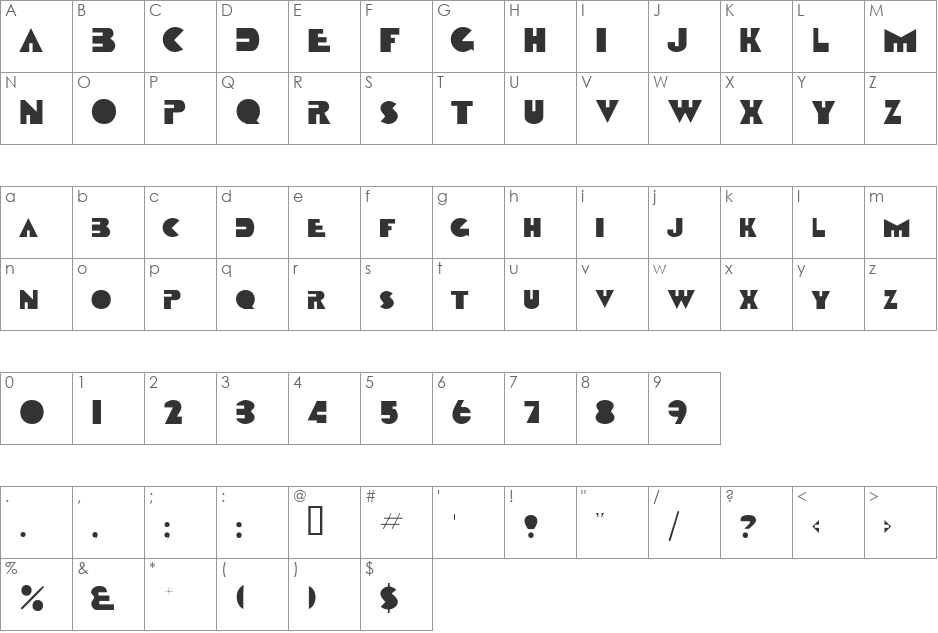 TobagoSCapsSSK font character map preview
