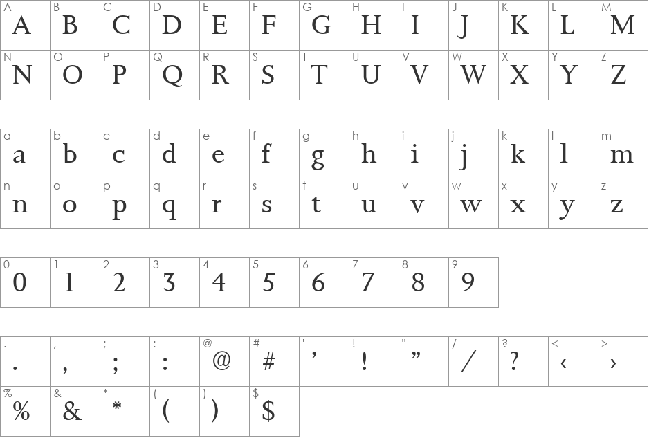 TobyBecker-Light font character map preview