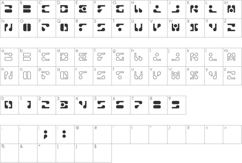 TOILET font character map preview