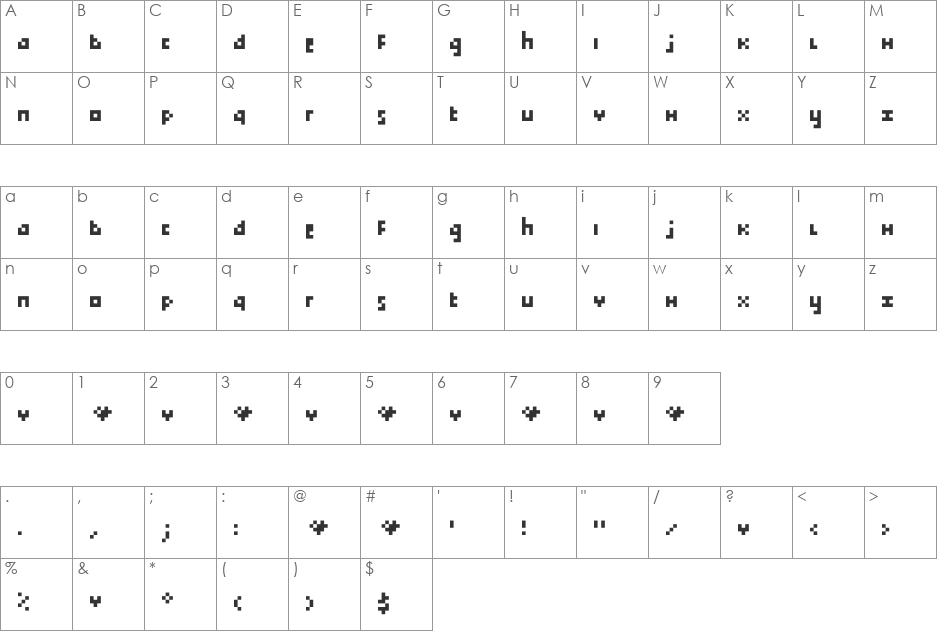 tokayz font character map preview