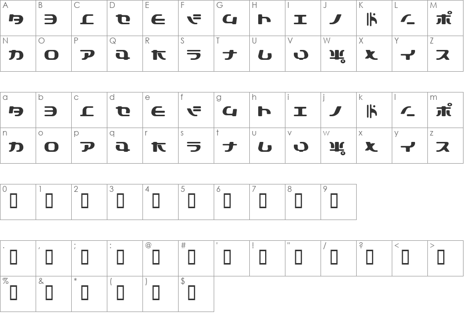 TokyoSoft font character map preview