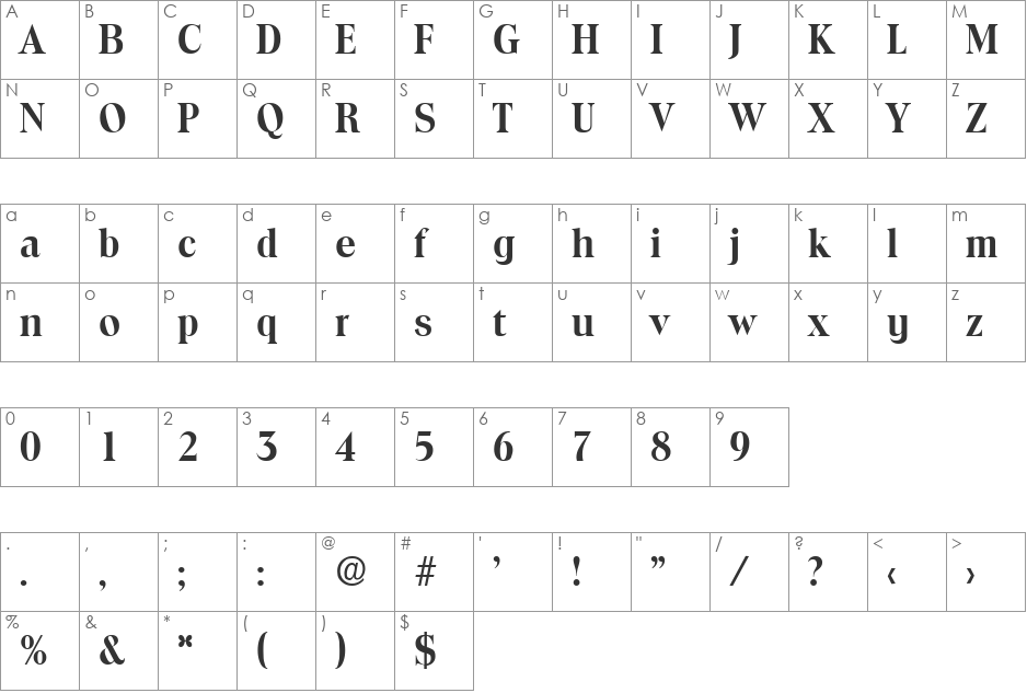 Toledo-DemiBold font character map preview