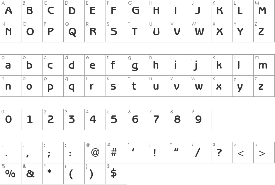 Benoit font character map preview