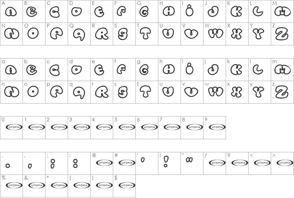 Tolo font character map preview