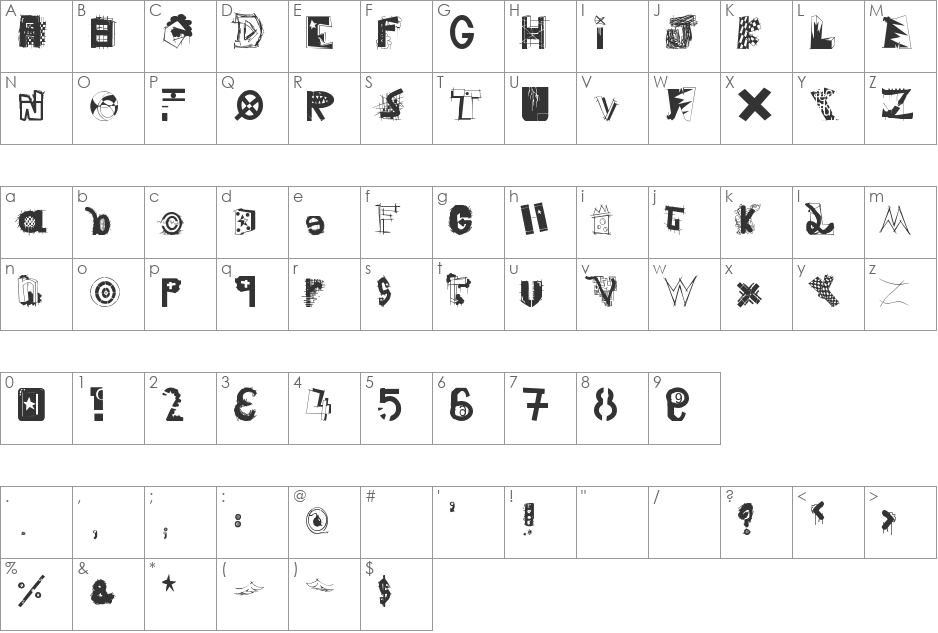 tom font character map preview