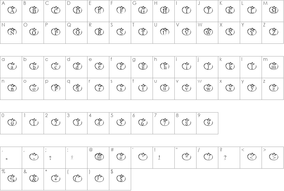 Tomate font character map preview