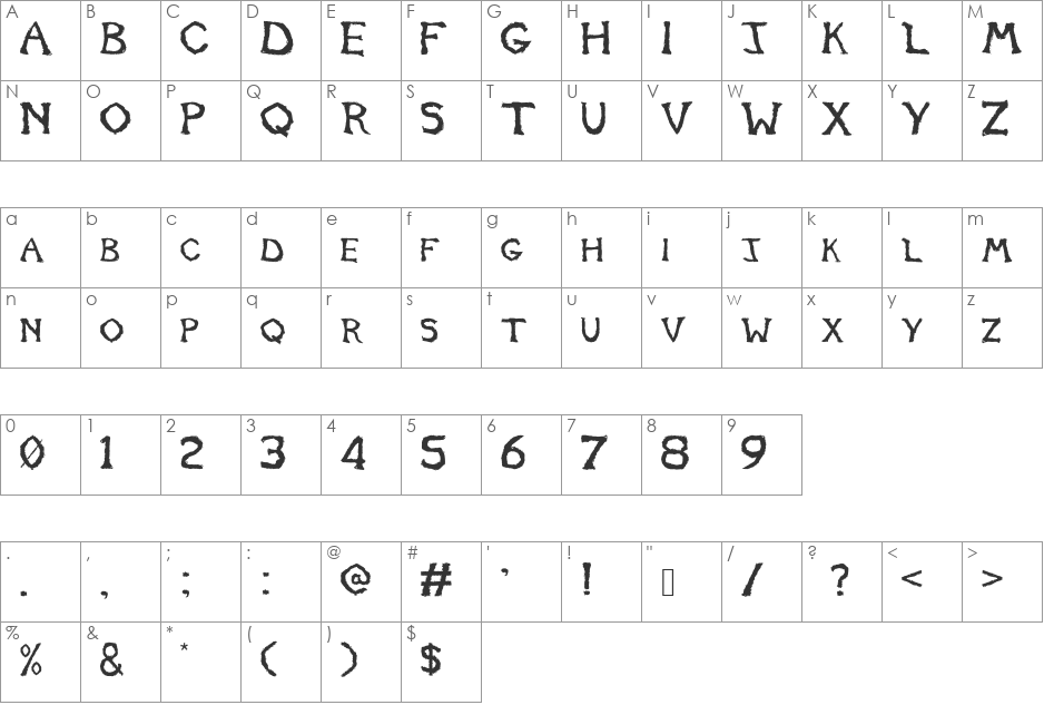 Tomb2013 font character map preview