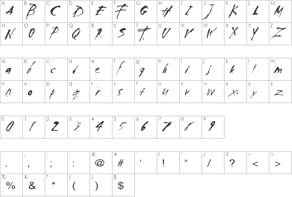 TOMTHUMB font character map preview