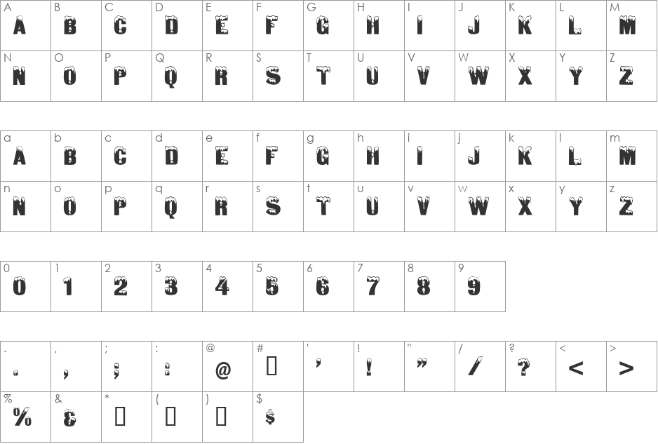 Tone And Debs font character map preview
