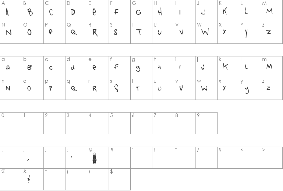 Tongue Of Colicab font character map preview