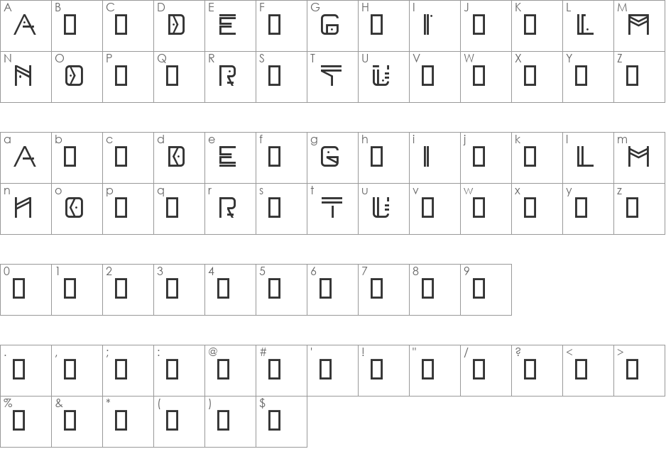 Toni Demo font character map preview