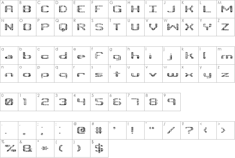 Tonik BRK font character map preview