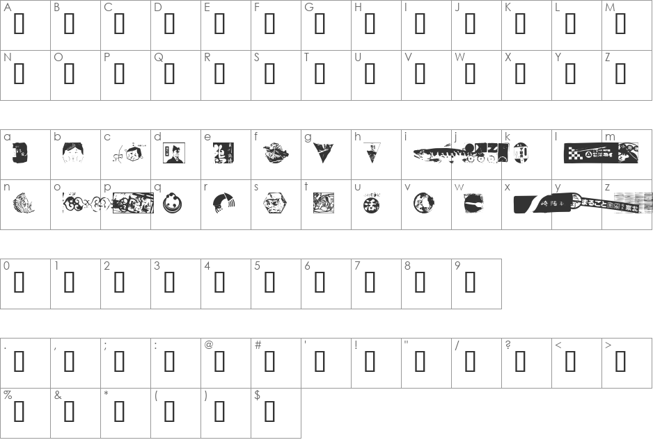 Bento Box font character map preview