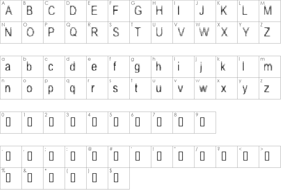 Too Damn Drunk font character map preview